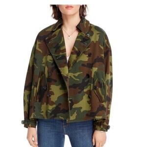 Anthropologie Lini short coat/jacket/trench camouflage green Size Medium